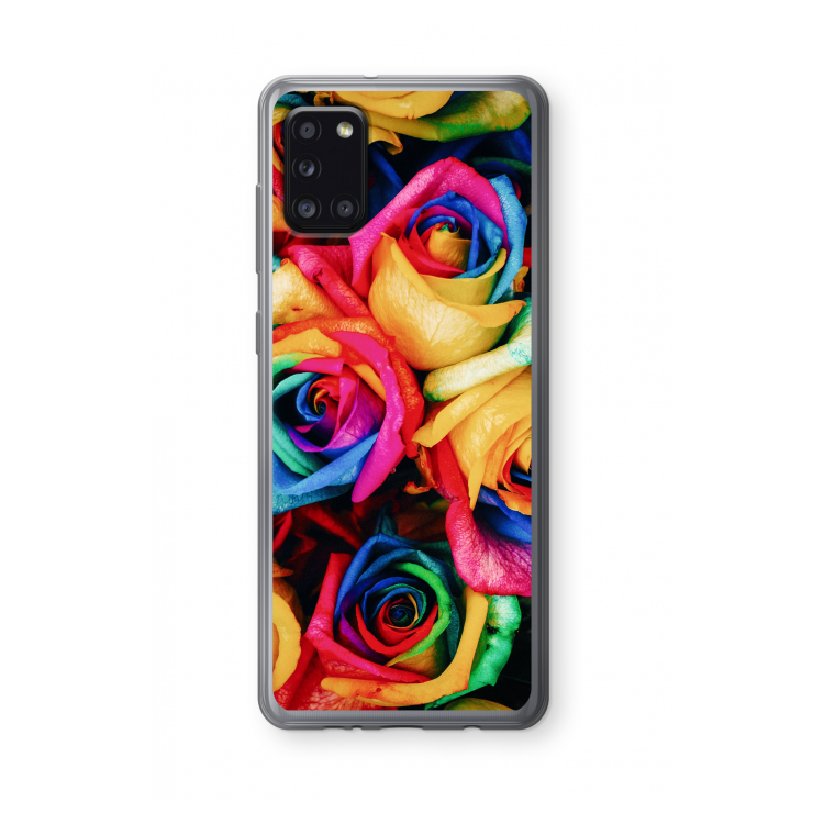 Neon bloemen: Samsung Galaxy A31 Transparant Hoesje