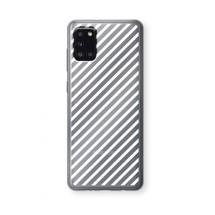 Strepen zwart-wit: Samsung Galaxy A31 Transparant Hoesje