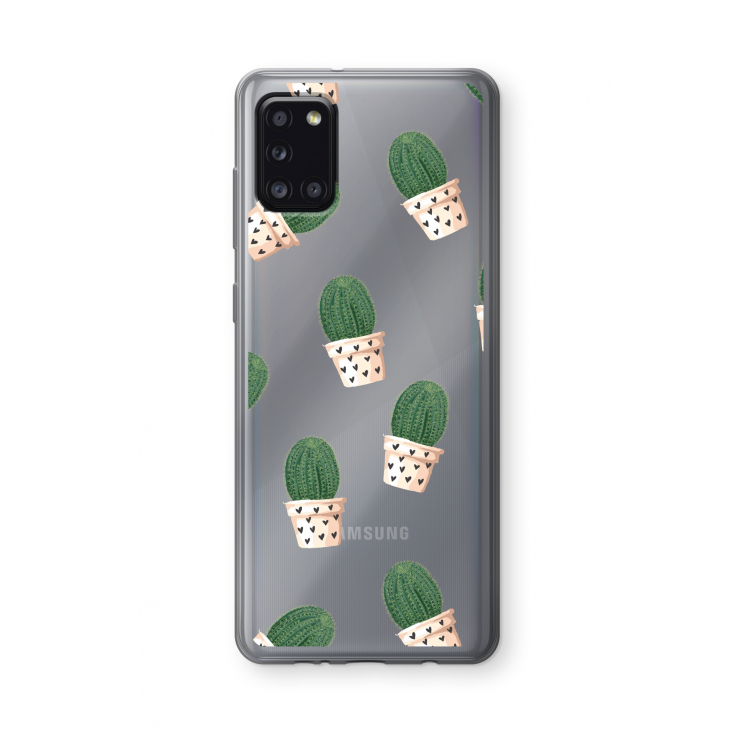 Cactusprint roze: Samsung Galaxy A31 Transparant Hoesje