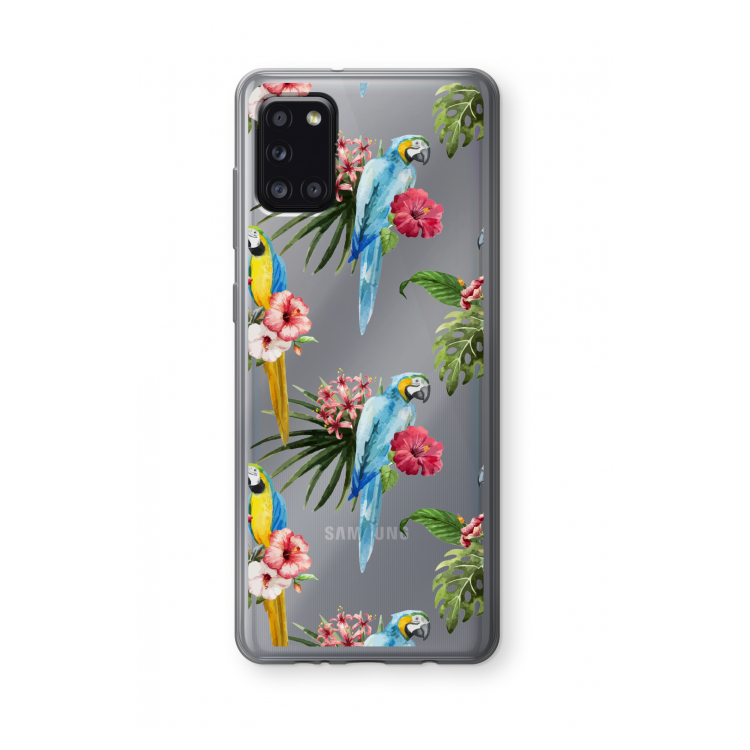 Kleurrijke papegaaien: Samsung Galaxy A31 Transparant Hoesje