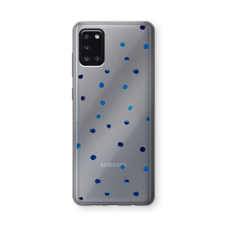 Blauwe stippen: Samsung Galaxy A31 Transparant Hoesje