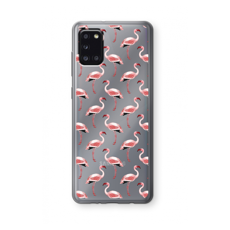 Flamingoprint groen: Samsung Galaxy A31 Transparant Hoesje