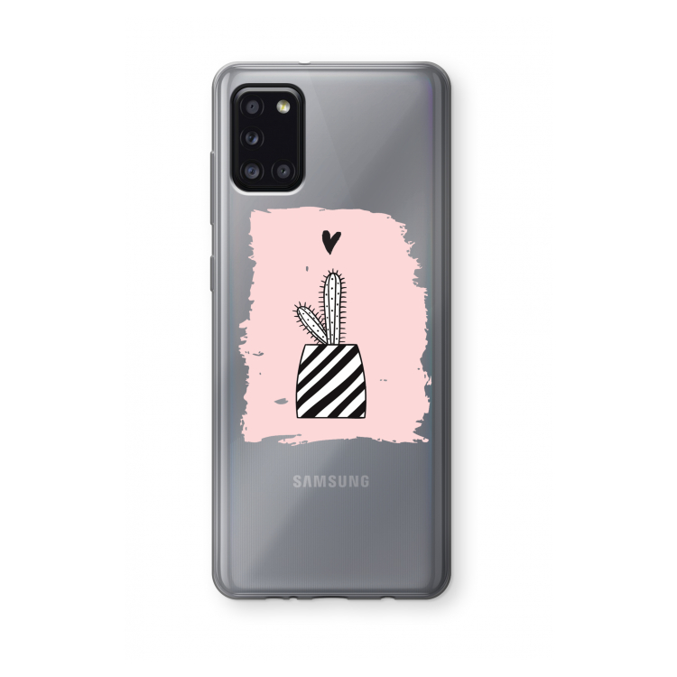 Zwart-wit cactus: Samsung Galaxy A31 Transparant Hoesje
