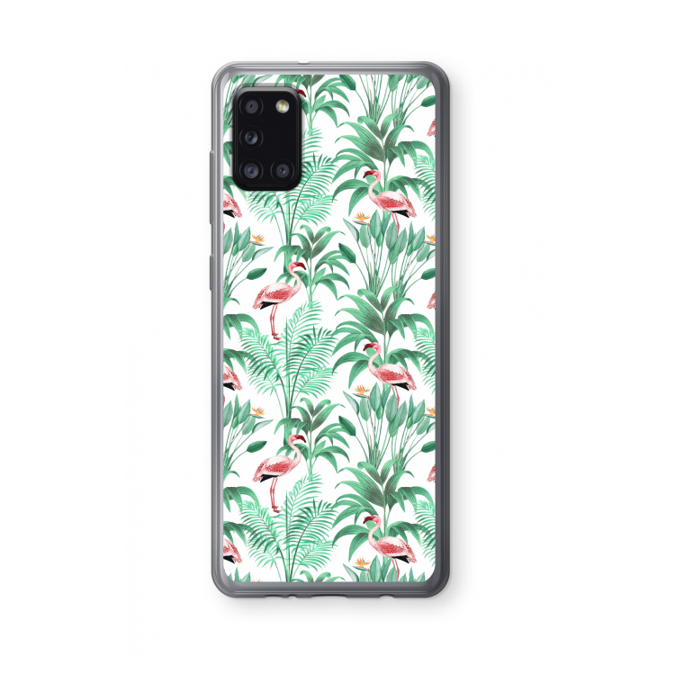 Flamingo bladeren: Samsung Galaxy A31 Transparant Hoesje