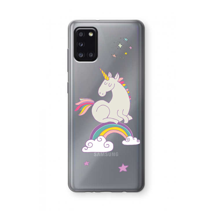 Regenboog eenhoorn: Samsung Galaxy A31 Transparant Hoesje