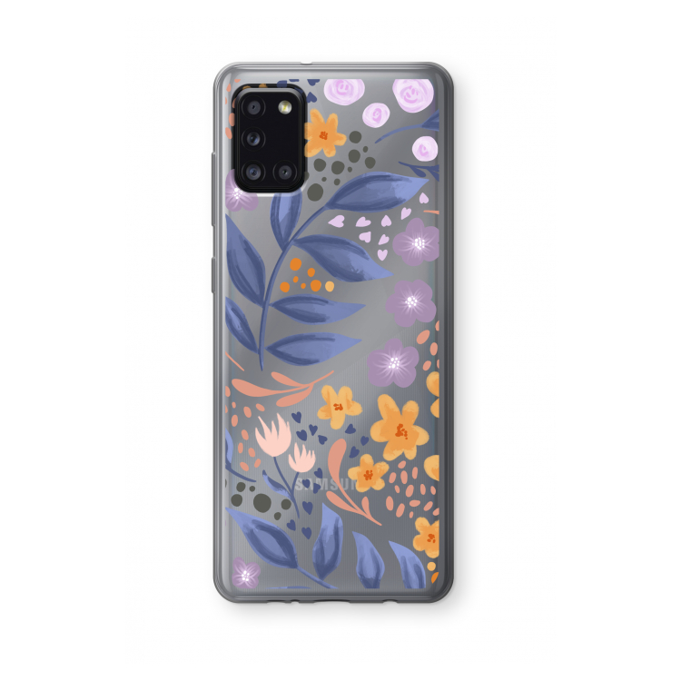 Flowers with blue leaves: Samsung Galaxy A31 Transparant Hoesje