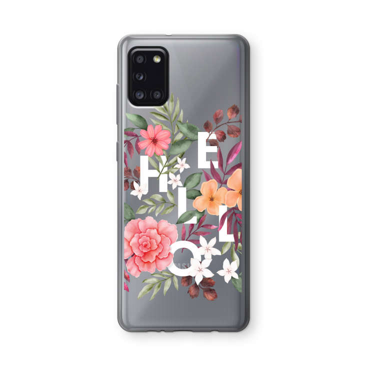 Hello in flowers: Samsung Galaxy A31 Transparant Hoesje