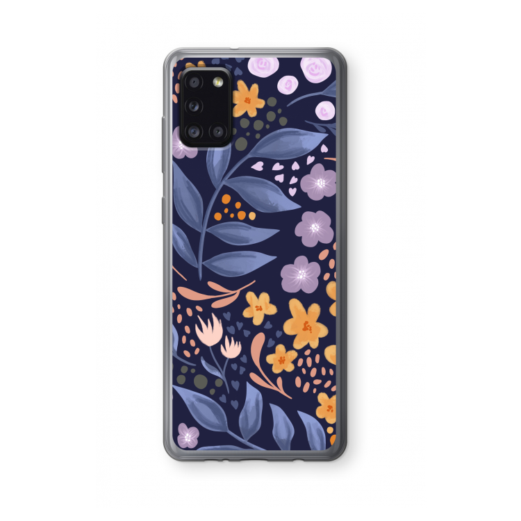 Flowers with blue leaves: Samsung Galaxy A31 Transparant Hoesje