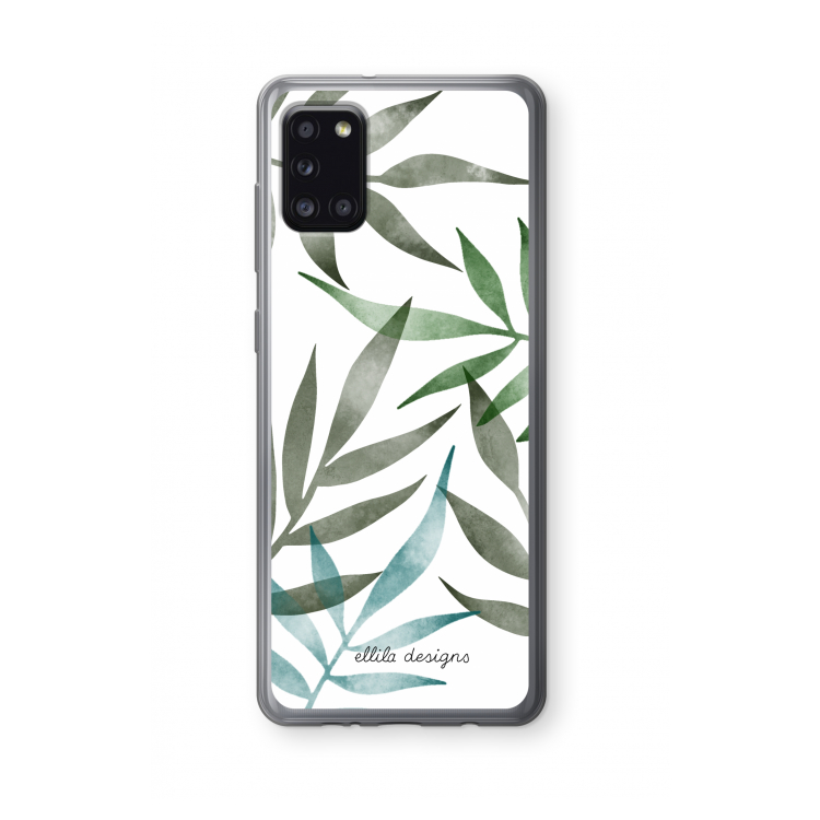 Tropical watercolor leaves: Samsung Galaxy A31 Transparant Hoesje
