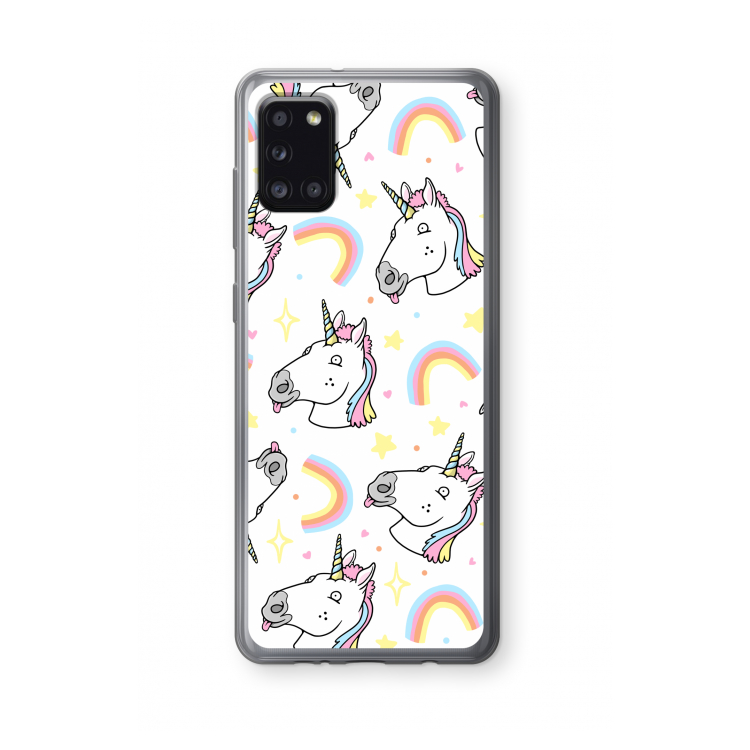 Rainbow Unicorn: Samsung Galaxy A31 Transparant Hoesje