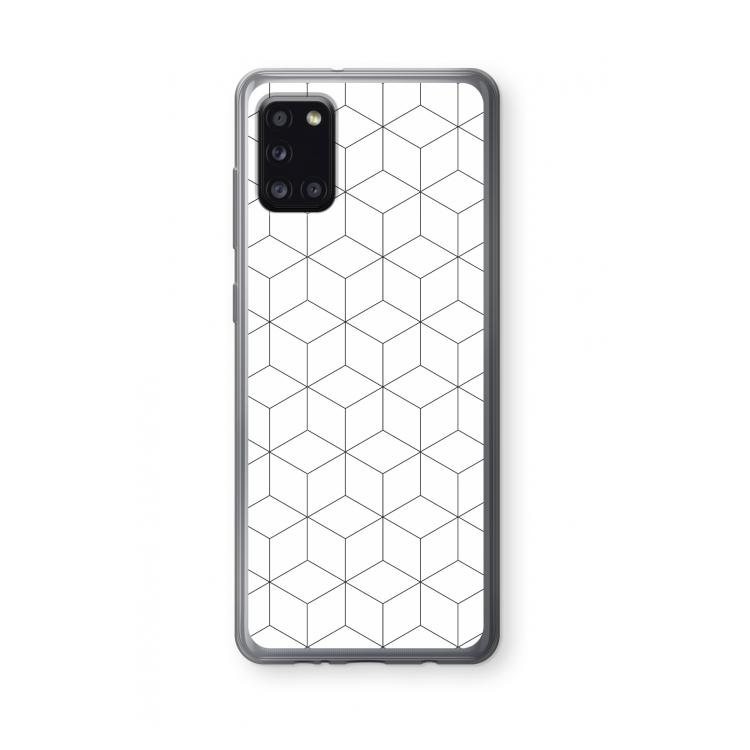 Zwart-witte kubussen: Samsung Galaxy A31 Transparant Hoesje