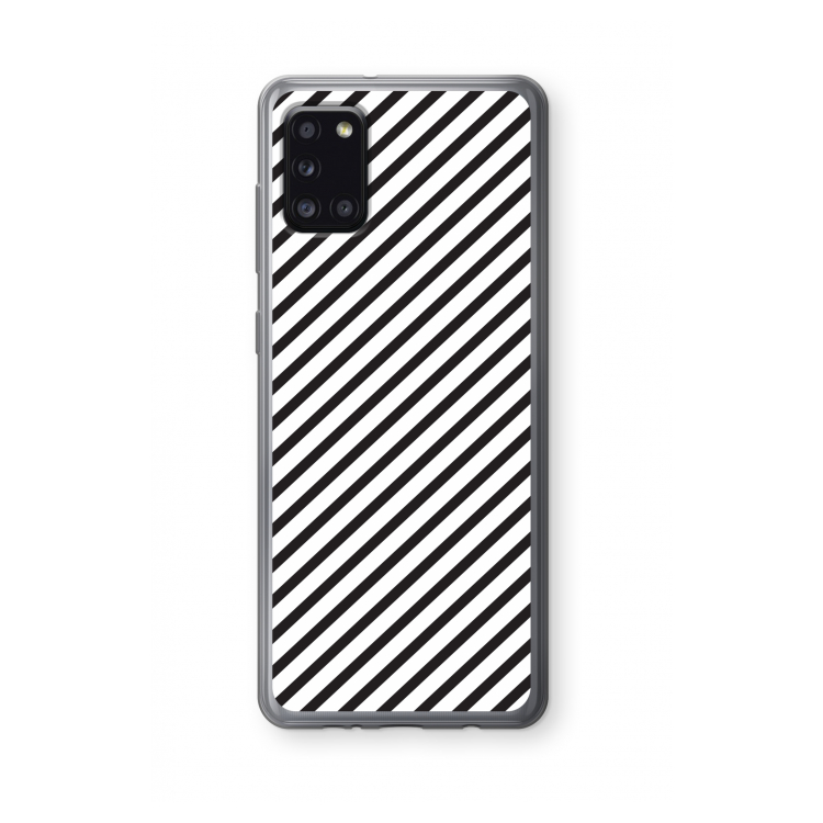 Strepen zwart-wit: Samsung Galaxy A31 Transparant Hoesje