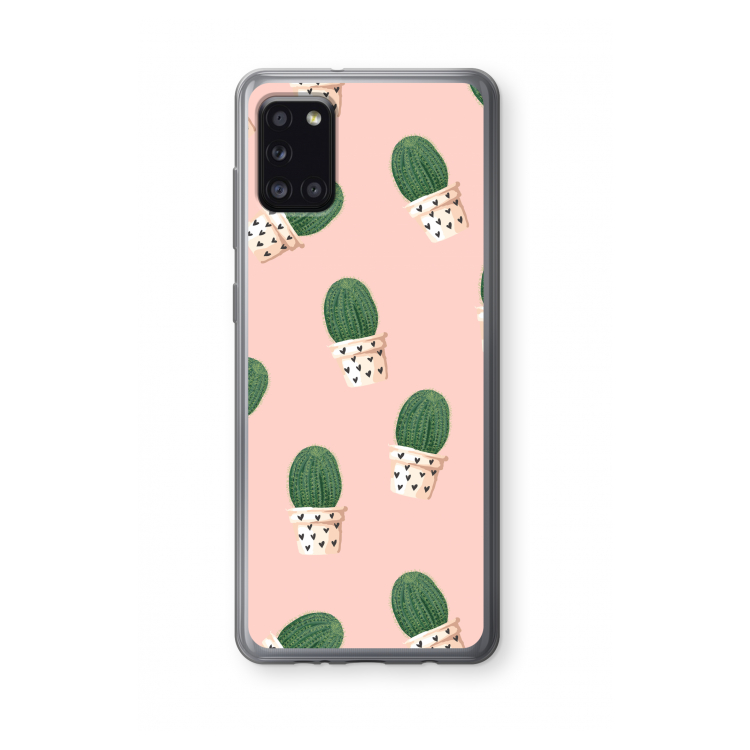 Cactusprint roze: Samsung Galaxy A31 Transparant Hoesje