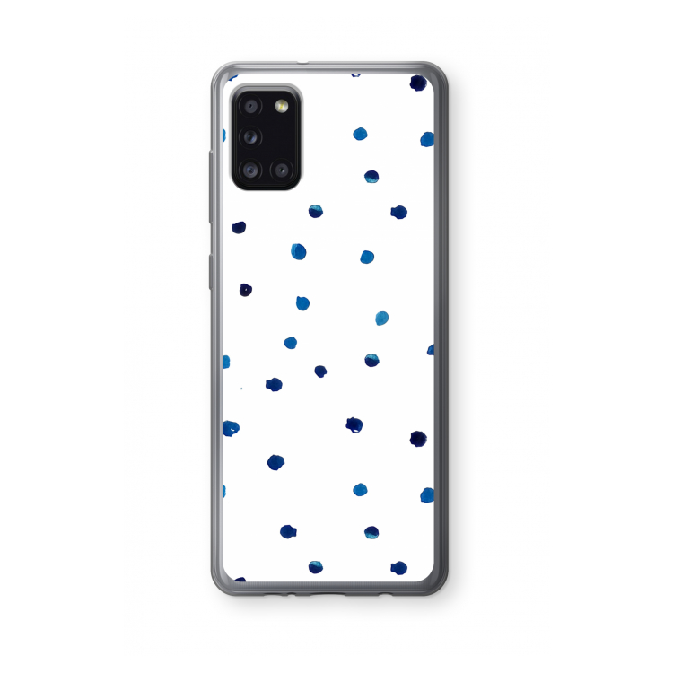 Blauwe stippen: Samsung Galaxy A31 Transparant Hoesje