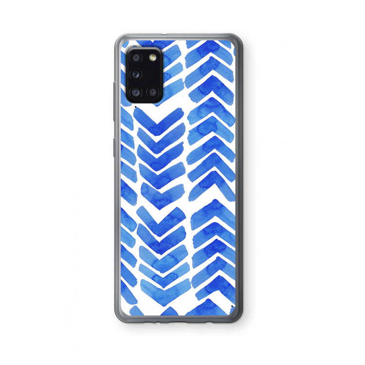 Blauwe pijlen: Samsung Galaxy A31 Transparant Hoesje