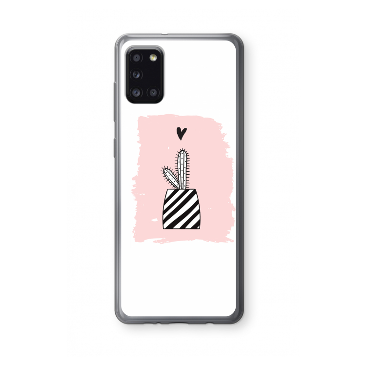 Zwart-wit cactus: Samsung Galaxy A31 Transparant Hoesje