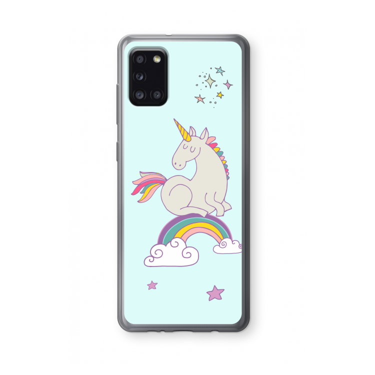 Regenboog eenhoorn: Samsung Galaxy A31 Transparant Hoesje