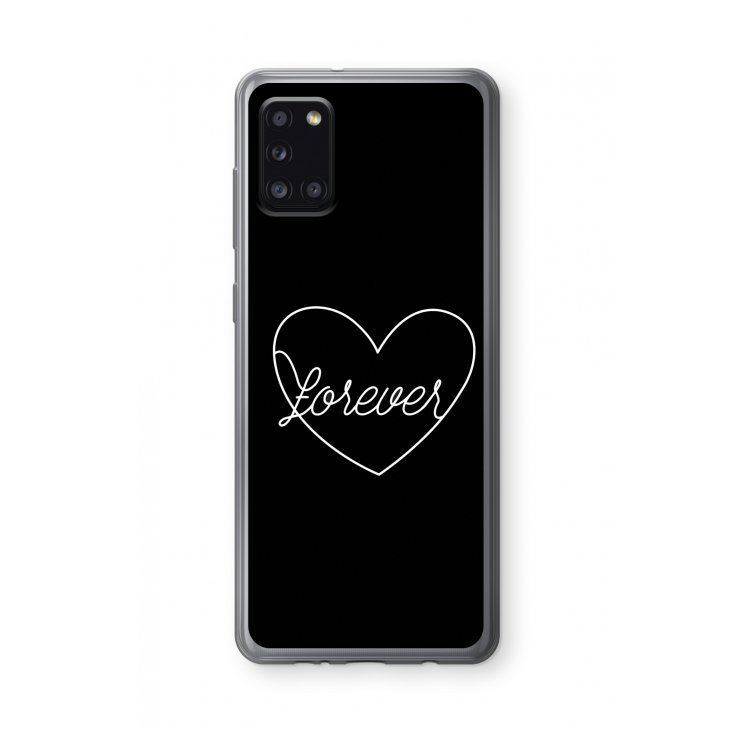 Forever heart black: Samsung Galaxy A31 Transparant Hoesje
