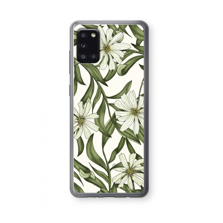 Wit bloemenpatroon: Samsung Galaxy A31 Transparant Hoesje