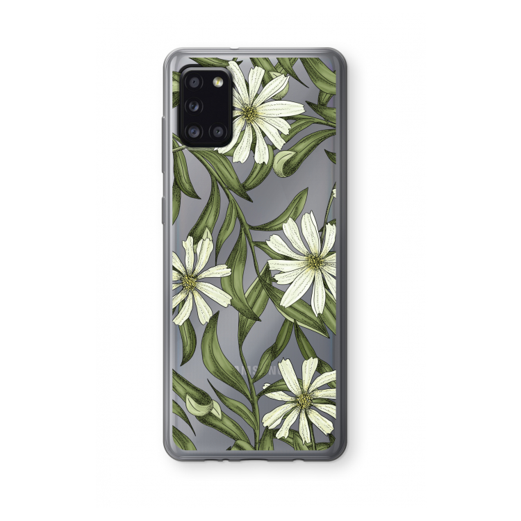 Wit bloemenpatroon: Samsung Galaxy A31 Transparant Hoesje