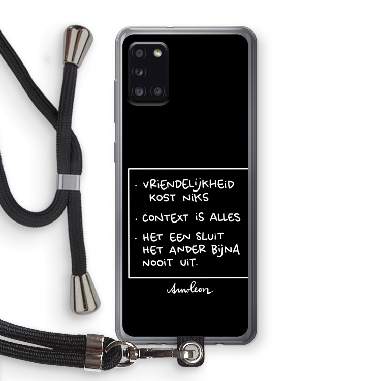 Mijn Motto's: Samsung Galaxy A31 Transparant Hoesje met koord