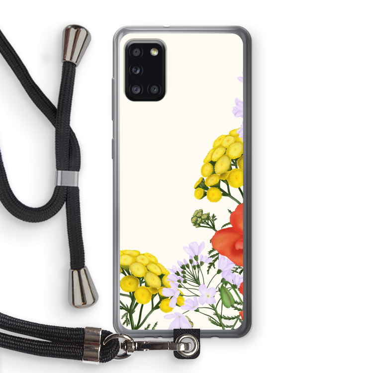 Wilde bloemen: Samsung Galaxy A31 Transparant Hoesje met koord