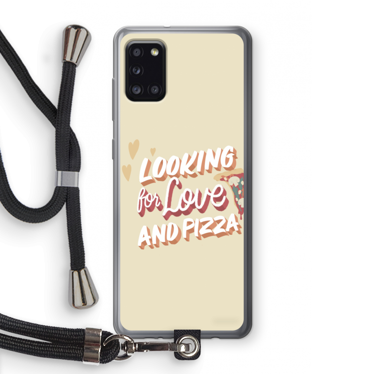 Pizza is the answer: Samsung Galaxy A31 Transparant Hoesje met koord