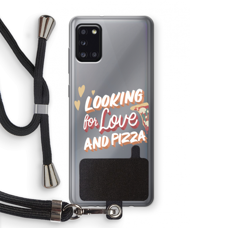 Pizza is the answer: Samsung Galaxy A31 Transparant Hoesje met koord