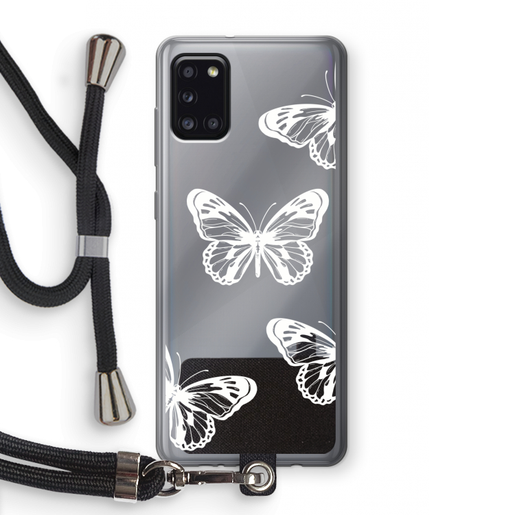 White butterfly: Samsung Galaxy A31 Transparant Hoesje met koord