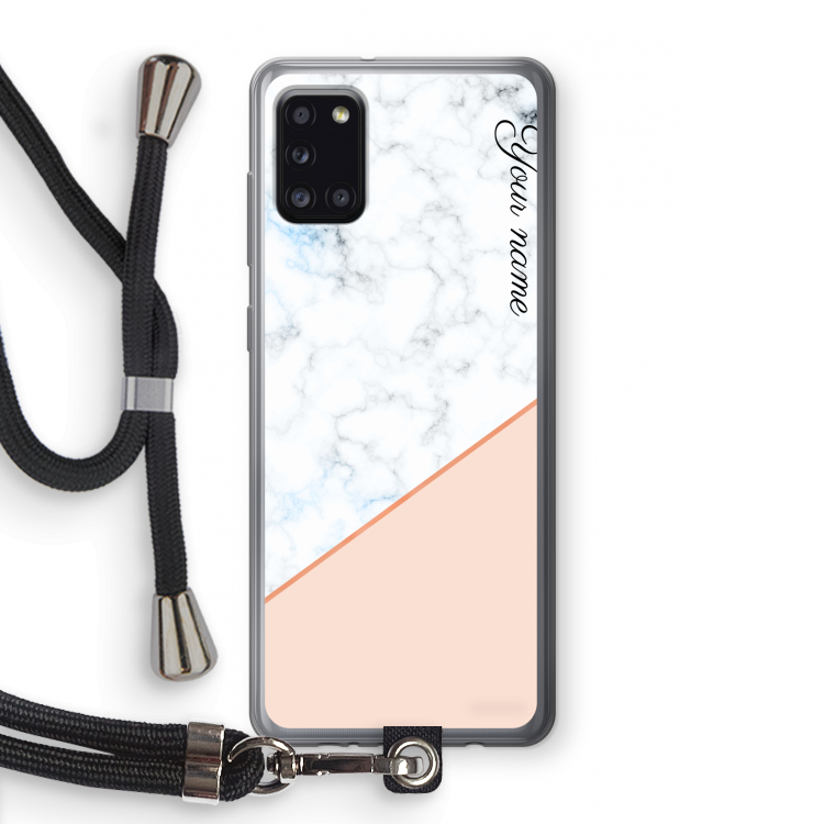 Marmer in stijl: Samsung Galaxy A31 Transparant Hoesje met koord