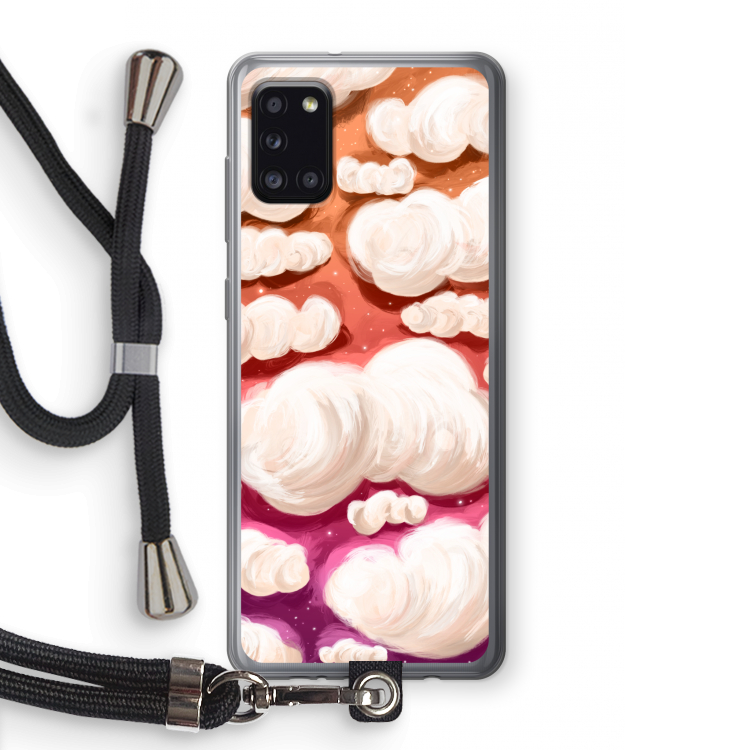 Katoen Wolken: Samsung Galaxy A31 Transparant Hoesje met koord