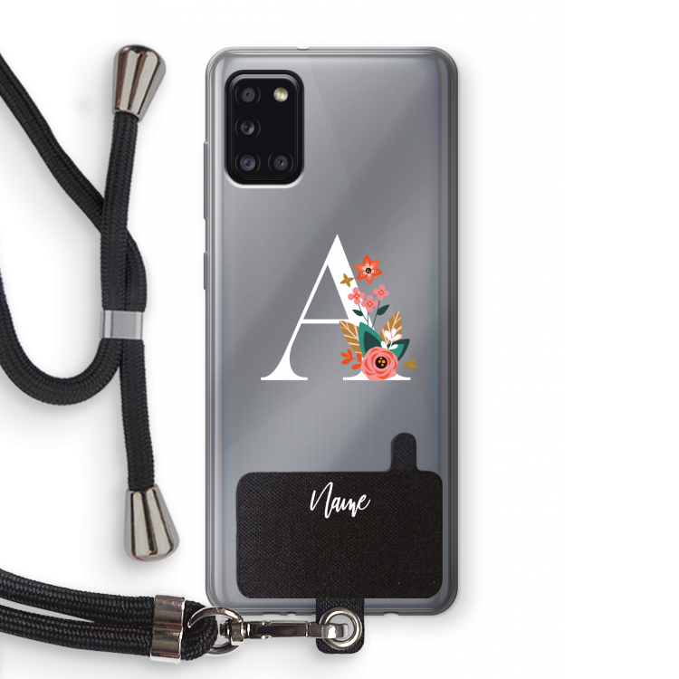 Pink Bouquet: Samsung Galaxy A31 Transparant Hoesje met koord
