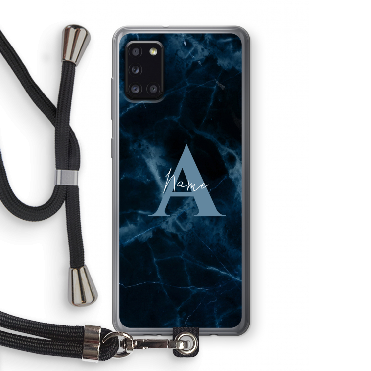 Midnight Marble: Samsung Galaxy A31 Transparant Hoesje met koord
