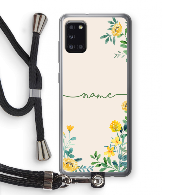 Gele bloemen: Samsung Galaxy A31 Transparant Hoesje met koord