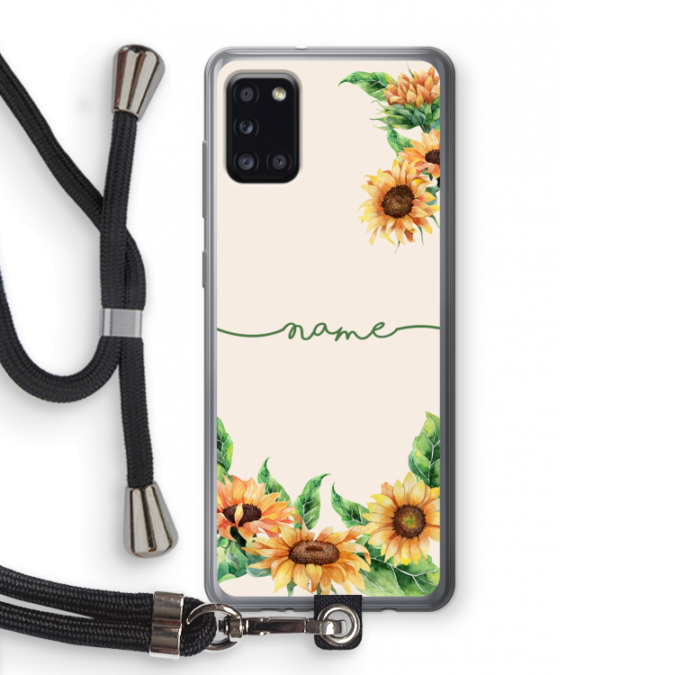 Zonnebloemen: Samsung Galaxy A31 Transparant Hoesje met koord