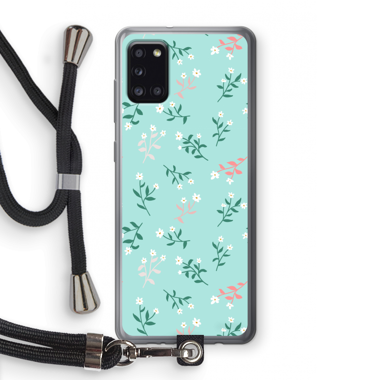 Small white flowers: Samsung Galaxy A31 Transparant Hoesje met koord