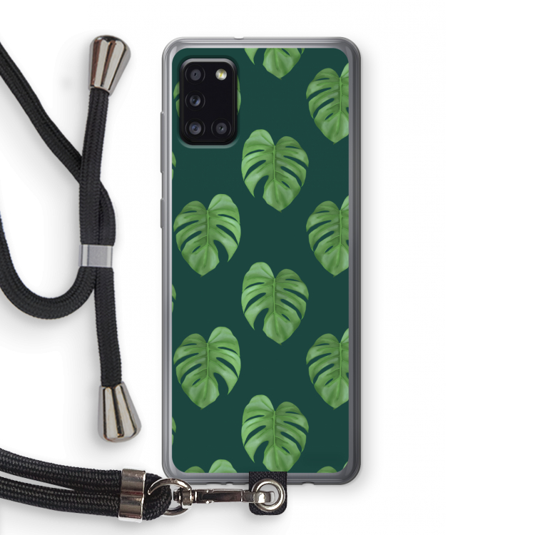 Monstera leaves: Samsung Galaxy A31 Transparant Hoesje met koord