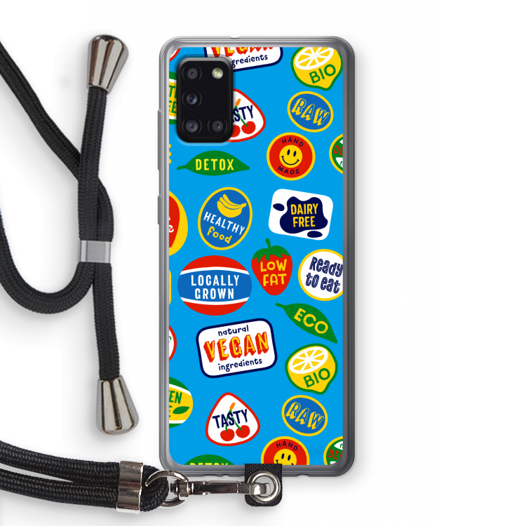 Fruitsticker: Samsung Galaxy A31 Transparant Hoesje met koord