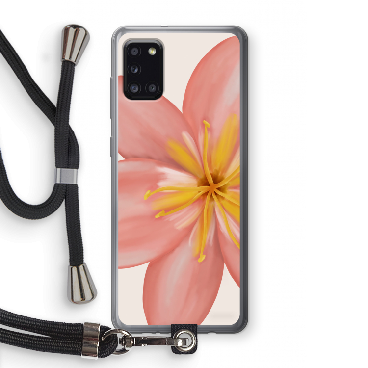 Pink Ellila Flower: Samsung Galaxy A31 Transparant Hoesje met koord