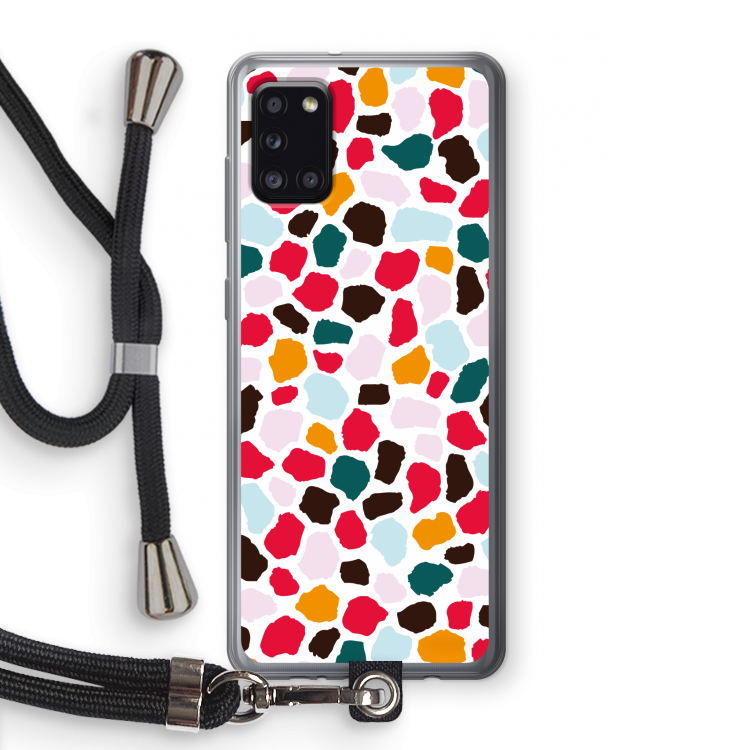 Colored Giraffe: Samsung Galaxy A31 Transparant Hoesje met koord