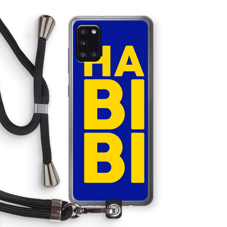 Habibi Blue: Samsung Galaxy A31 Transparant Hoesje met koord