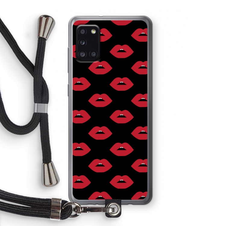 Lips: Samsung Galaxy A31 Transparant Hoesje met koord