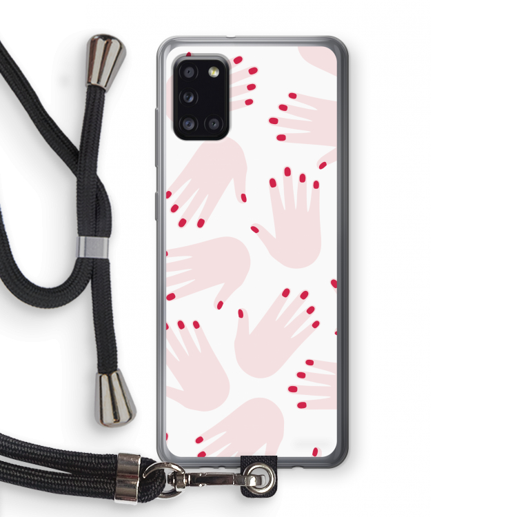 Hands pink: Samsung Galaxy A31 Transparant Hoesje met koord