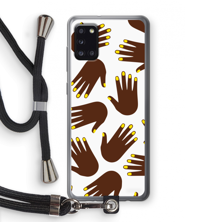 Hands dark: Samsung Galaxy A31 Transparant Hoesje met koord