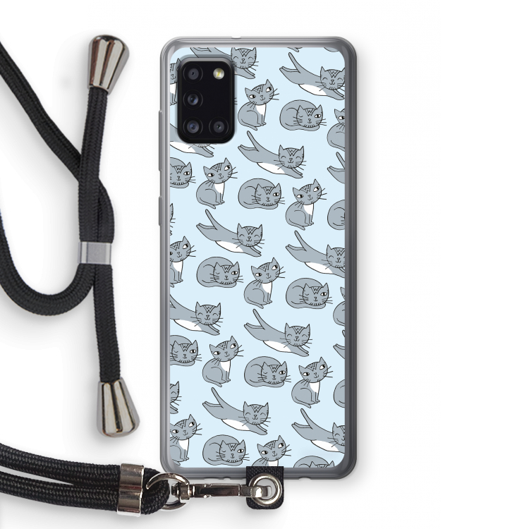 Poezen: Samsung Galaxy A31 Transparant Hoesje met koord