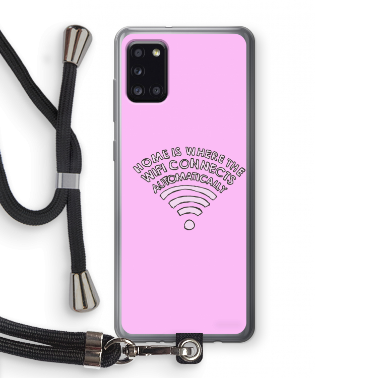Home Is Where The Wifi Is: Samsung Galaxy A31 Transparant Hoesje met koord