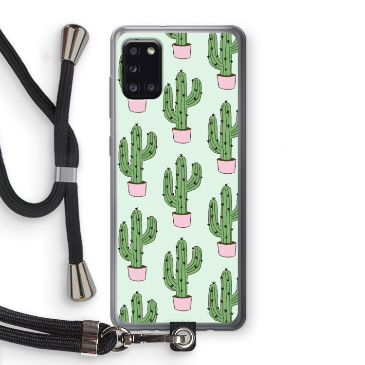 Cactus Lover: Samsung Galaxy A31 Transparant Hoesje met koord