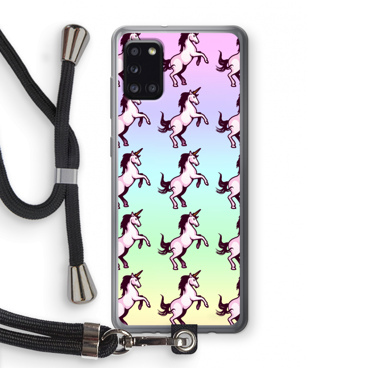 Musketon Unicorn: Samsung Galaxy A31 Transparant Hoesje met koord