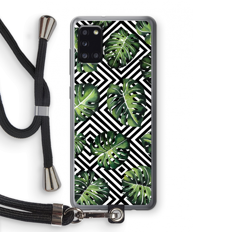 Geometrische jungle: Samsung Galaxy A31 Transparant Hoesje met koord