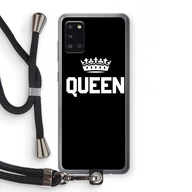 Queen zwart: Samsung Galaxy A31 Transparant Hoesje met koord